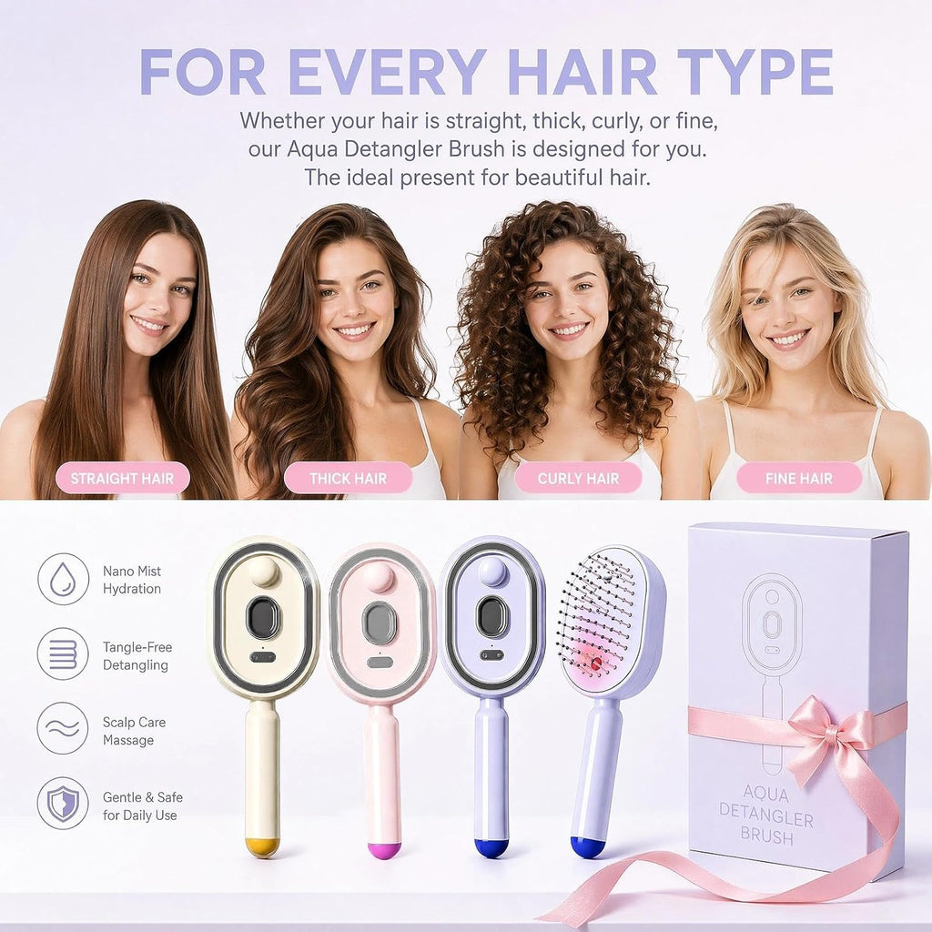 2026 New Electric Spray Air Cushion Massage Comb,3 in 1 Self-Clean Detangling Brush, Restores Silky Shine for Dry & Frizzy Hair, Premium Hair Care Tool for Women