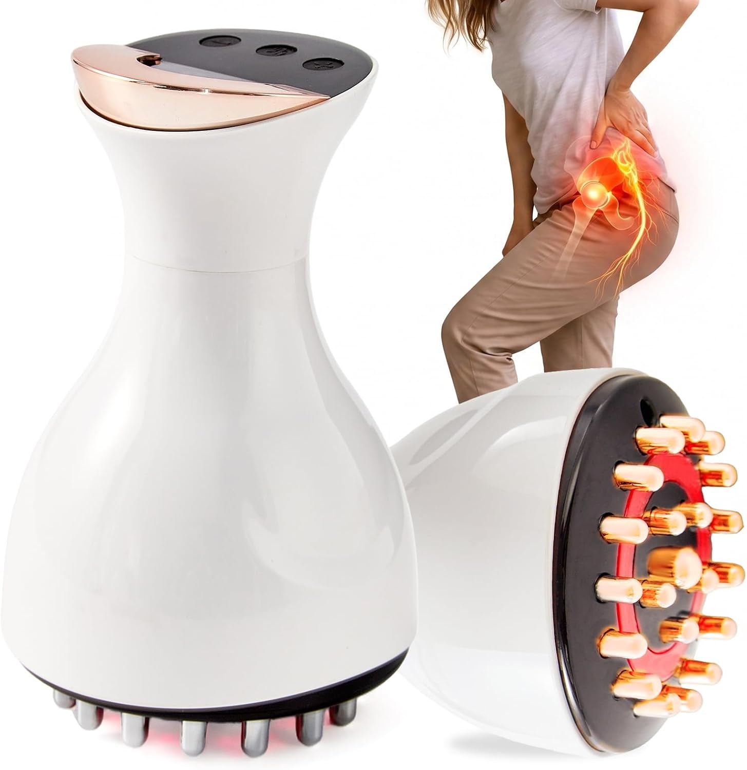 Sciatica Pain Relief Devices – Deep Tissue Massager with Multi-Mode Technology, Heat & Light, Targeted Relief for Sciatic Nerve & Lower Back Pain (White)