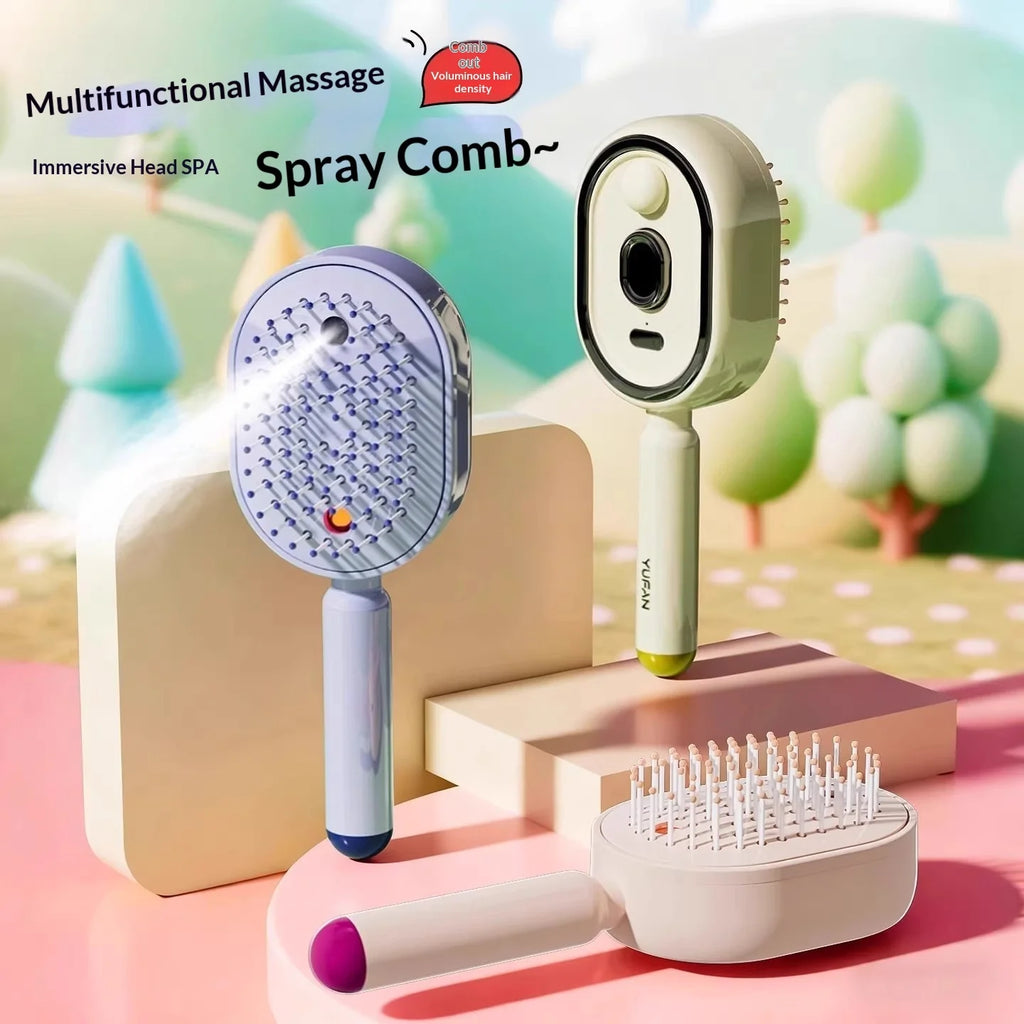 Electric Spray Airbag Massage Comb Essential Oil Atomized Hair Brush Anti-Static Salon Fluffy Modeling Hair Care Tools