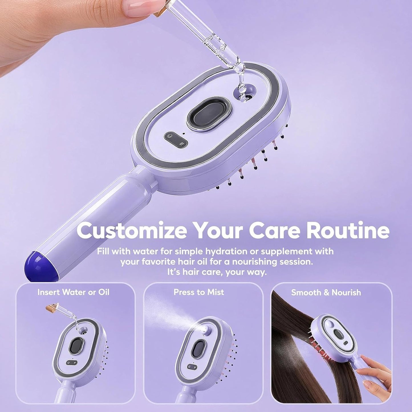 2026 New Electric Spray Air Cushion Massage Comb,3 in 1 Self-Clean Detangling Brush, Restores Silky Shine for Dry & Frizzy Hair, Premium Hair Care Tool for Women