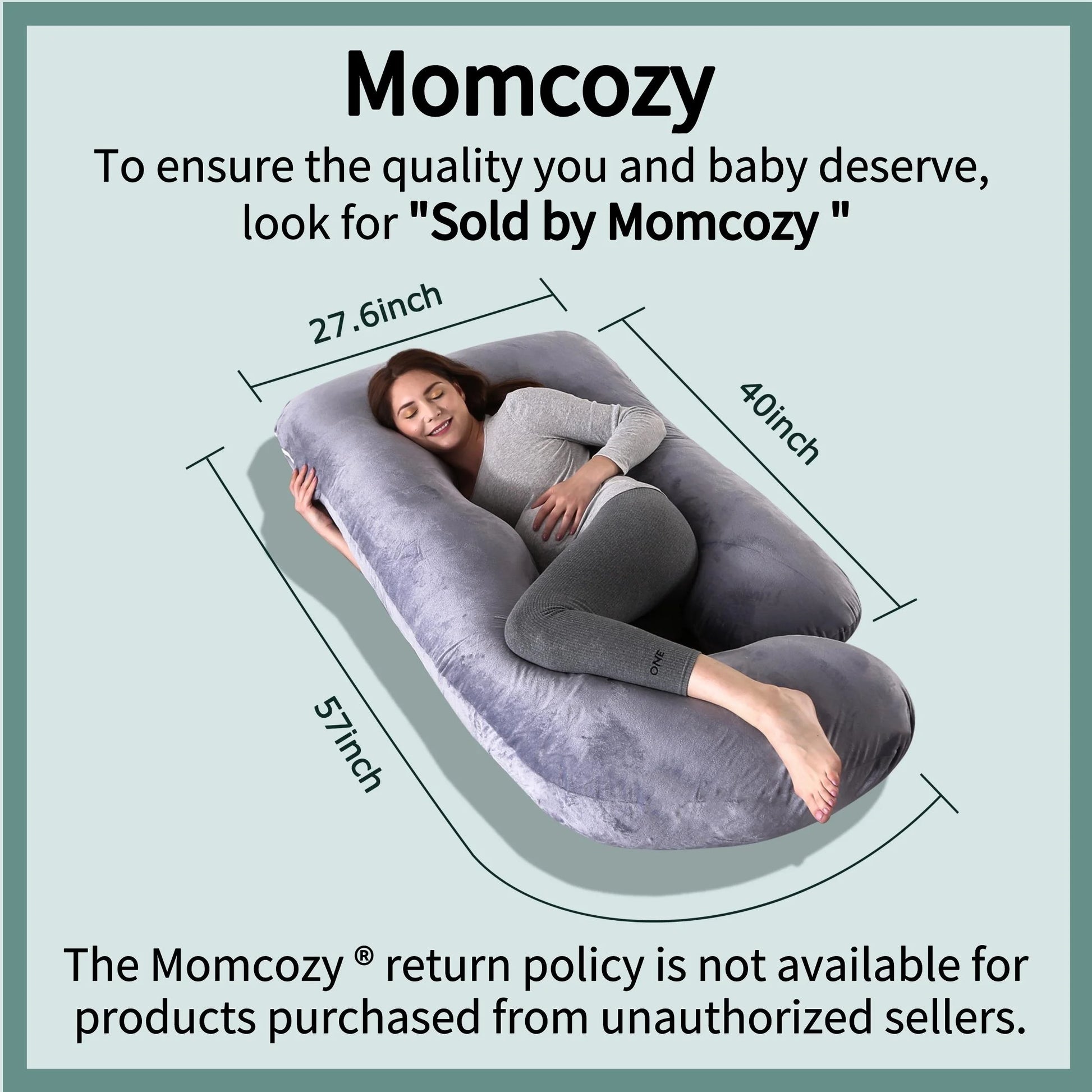 Pregnancy Pillow, U Shaped Full Body Maternity Pillow for Sleeping with Removable Cover, 57 Inch Grey
